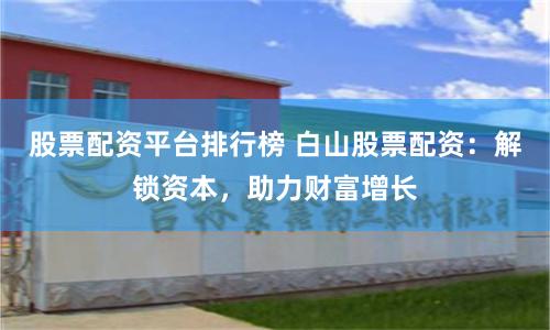 股票配资平台排行榜 白山股票配资：解锁资本，助力财富增长